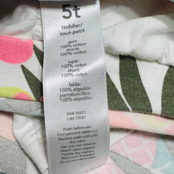 Toddler Girl's Tropical Floral Skort Skirt with Shorts 5T - Picture 5 of 6